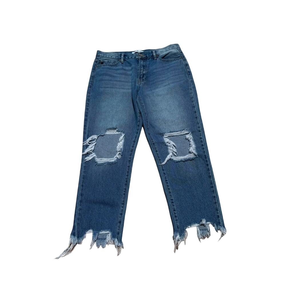 Kancan Wide Leg Distressed Raw Hem Jeans EUC Size 11/29